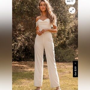 Lulus Winning Love off the shoulder wide leg jumpsuit
